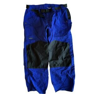 Pants Mens 32x32 Blue Cargo Nylon Relaxed Tapered Flat Front Adjustable Waist